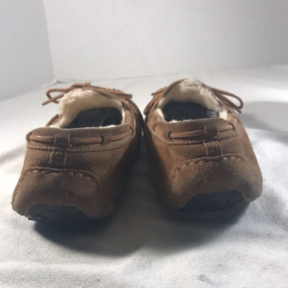 Ugg Men's Olsen Brown Suede Laced Fleece Lined Moccasin Driving Shoes Slippers
